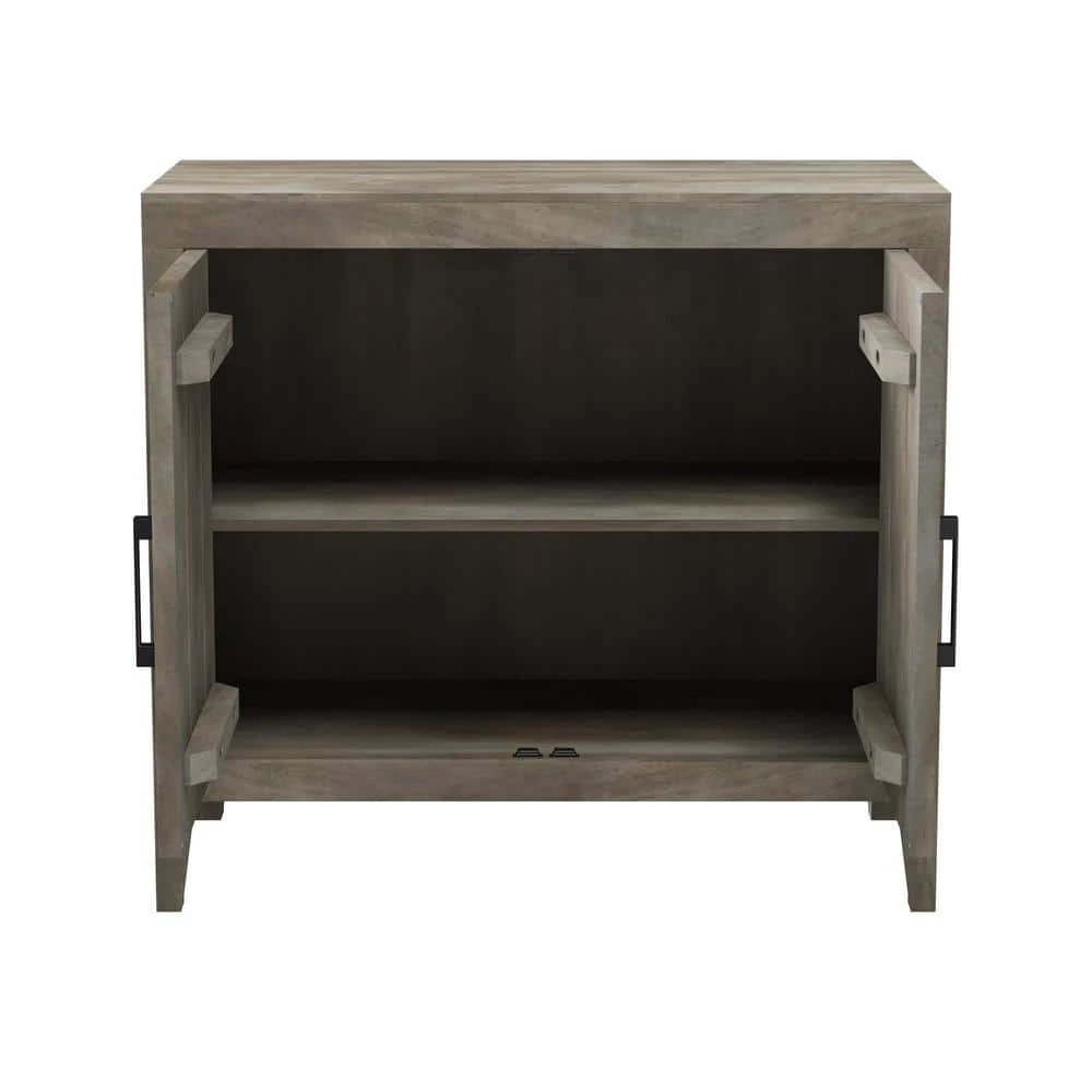 Tolkin Whitewash Rustic Hand-Painted Wood Sideboard with Diagonal-Slat Doors by Handy Living 5 Tolkin Whitewash Rustic Hand-Painted Wood Sideboard with Diagonal-Slat Doors by Handy Living - Image 5