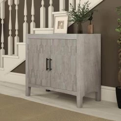 Mondy Whitewash Eclectic Hand-Painted Wood Sideboard with Carved Doors by Handy Living -Jennifer Taylor Home Store whitewash handy living sideboards buffet tables a193580 c3 1000