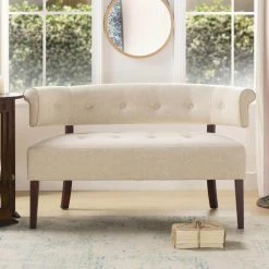 Jared 51 in. Wood Ash Yarn Dyed Tufted Linen 2-Seater Armless Settee with Wood Legs by Jennifer Taylor -Jennifer Taylor Home Store wood ash yarn dyed jennifer taylor loveseats 61020 746 31 1000