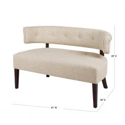 Jared 51 in. Wood Ash Yarn Dyed Tufted Linen 2-Seater Armless Settee with Wood Legs by Jennifer Taylor -Jennifer Taylor Home Store wood ash yarn dyed jennifer taylor loveseats 61020 746 40 1000