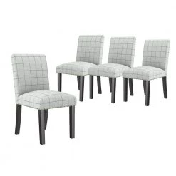 Schmitz Upholstered Dining Side Chairs in Woven Black Check Fabric (Set of 4) by Handy Living