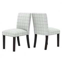 Schmitz Upholstered Dining Side Chairs in Woven Black Check Fabric (Set of 4) by Handy Living -Jennifer Taylor Home Store woven black check handy living dining chairs a184977 66 1000