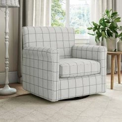 Emilyn Woven Black Check Fabric Modern Rolled Arm Swivel Club Chair by Handy Living -Jennifer Taylor Home Store woven black check print handy living accent chairs a159586 31 1000