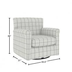 Emilyn Woven Black Check Fabric Modern Rolled Arm Swivel Club Chair by Handy Living -Jennifer Taylor Home Store woven black check print handy living accent chairs a159586 40 1000