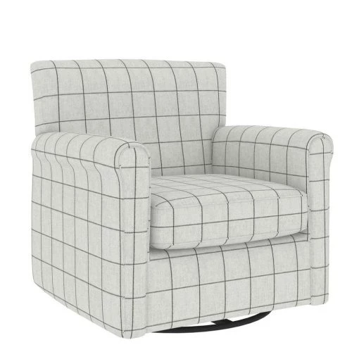 Emilyn Woven Black Check Fabric Modern Rolled Arm Swivel Club Chair by Handy Living -Jennifer Taylor Home Store woven black check print handy living accent chairs a159586 64 1000