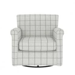 Emilyn Woven Black Check Fabric Modern Rolled Arm Swivel Club Chair by Handy Living -Jennifer Taylor Home Store woven black check print handy living accent chairs a159586 c3 1000